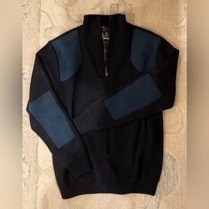 Barbour Navy Half Zip with lining, very heavy weight